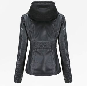 Black Leather Hooded Jacket